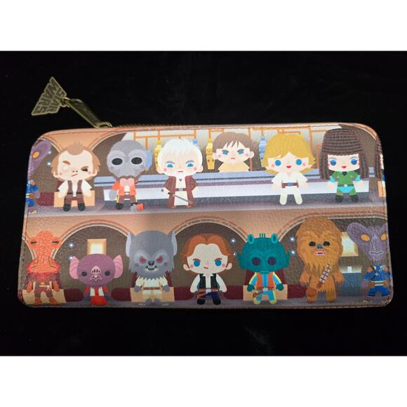 Loungefly x Star Wars Cantina Scene Long Wallet w/Charm Zipper Pull- EUC - Picture 2 of 6